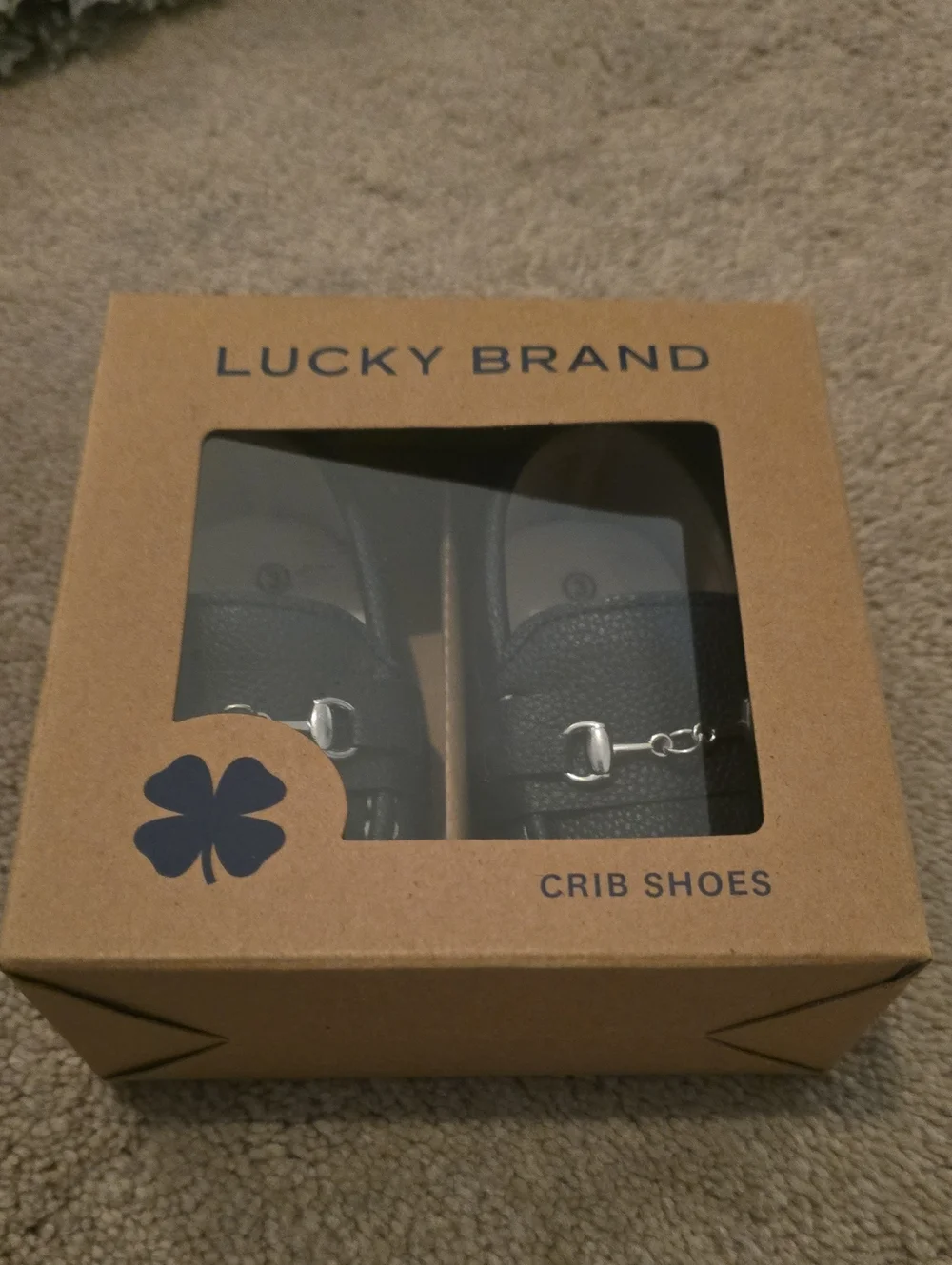 Lucky Brand Navy Blue/Silver Infant Crib Shoes with Silver Hardware